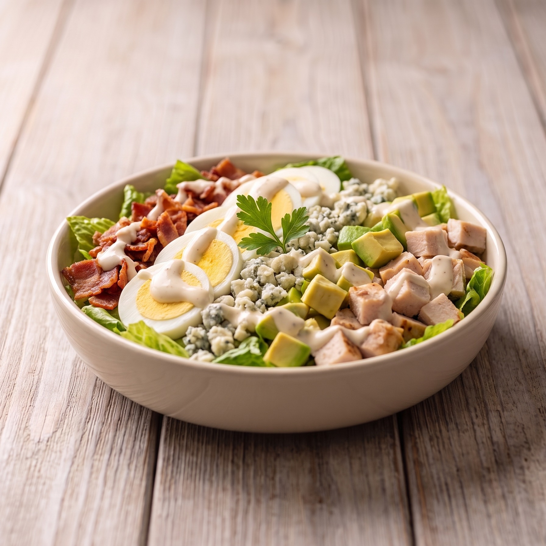 Chicken and Bacon Cobb Salad with Ranch Dressing