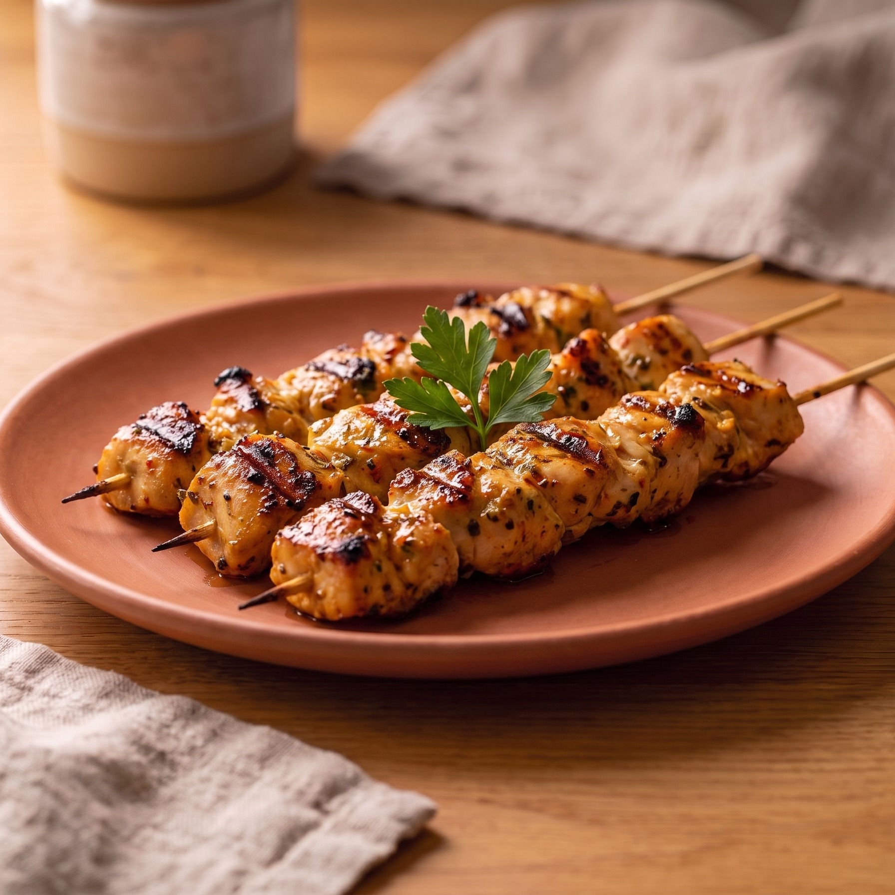 Sheet-pan lemon garlic chicken skewers