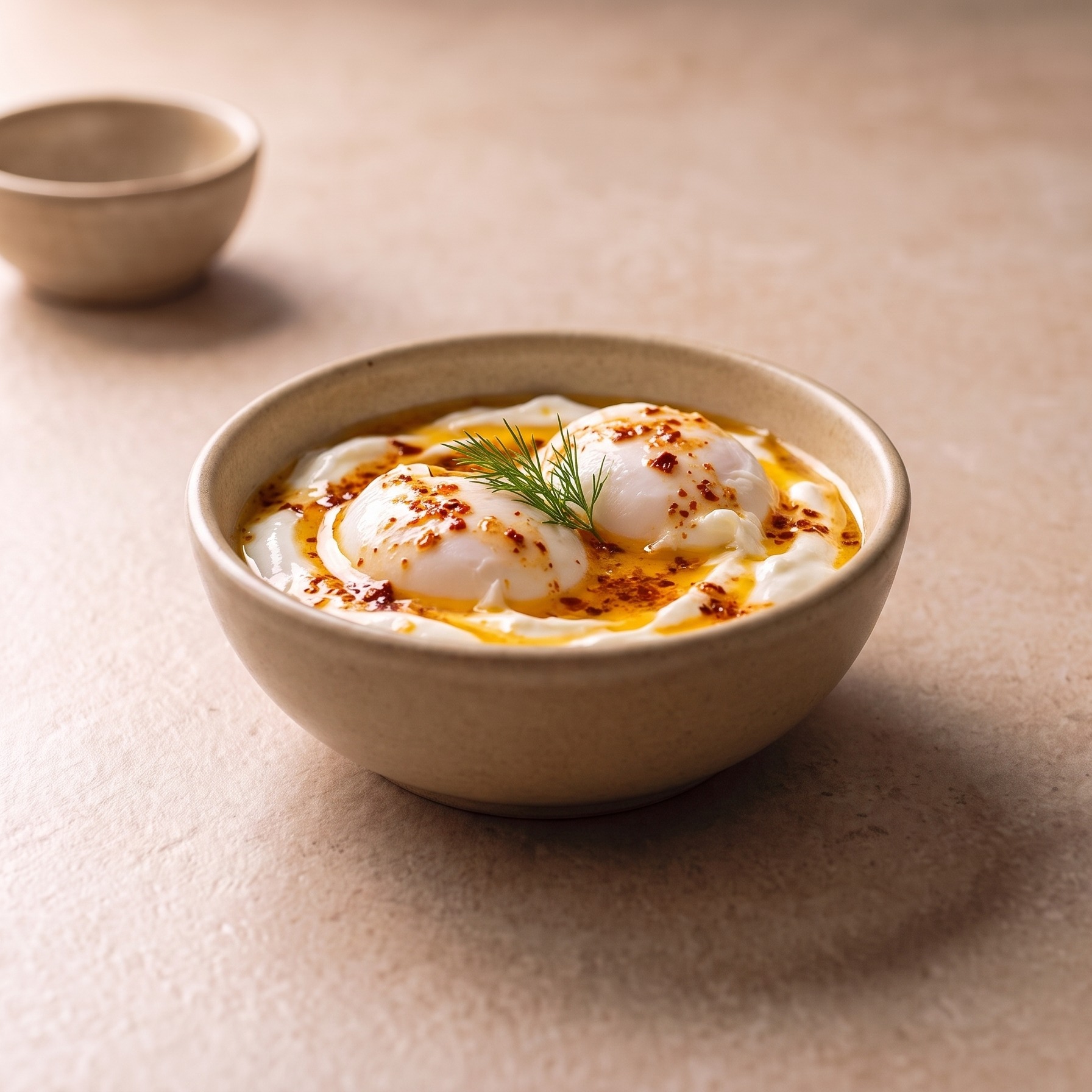 Turkish poached eggs on garlic yogurt